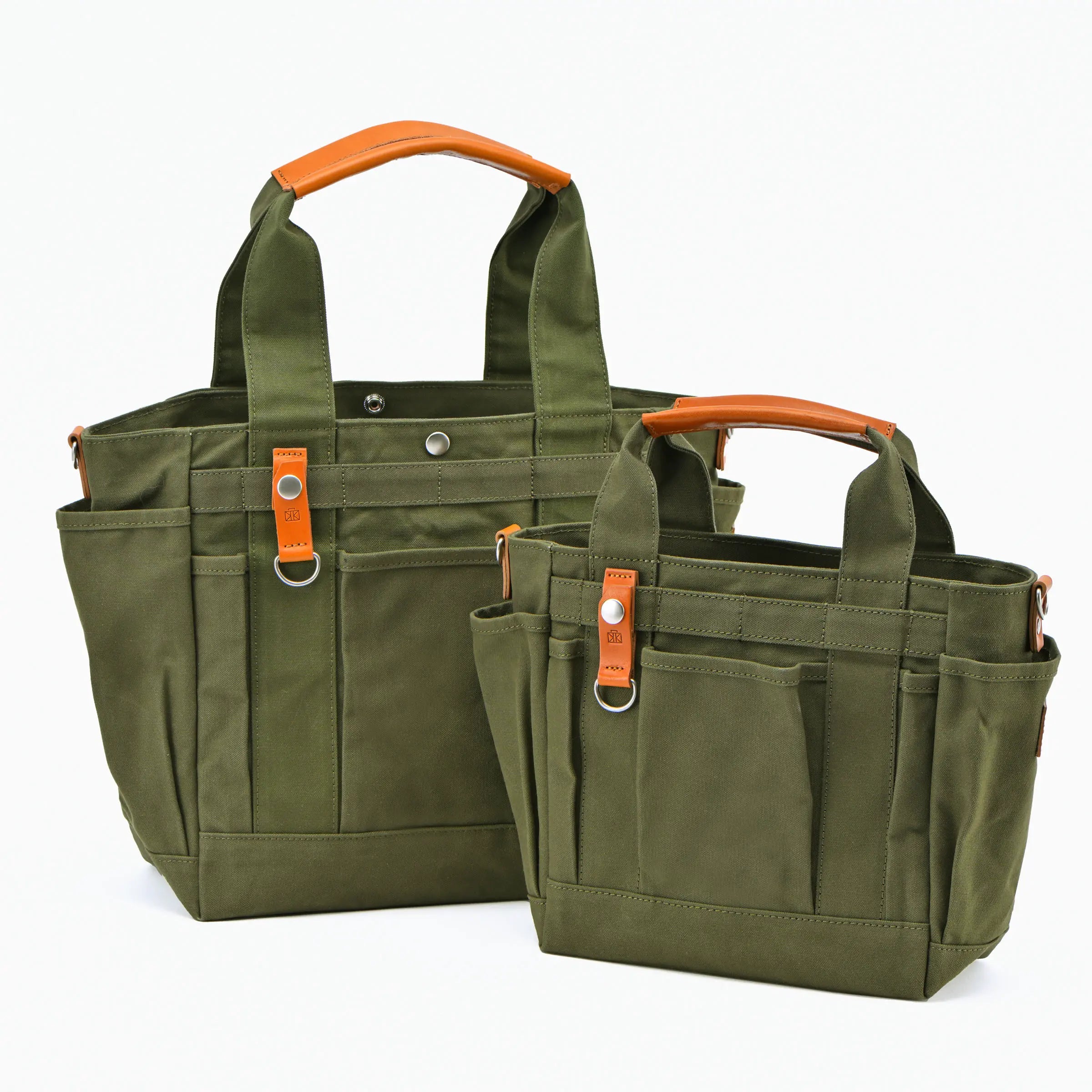 ポケットが沢山のガーデントート アーミーダック×栃木レザー grabe