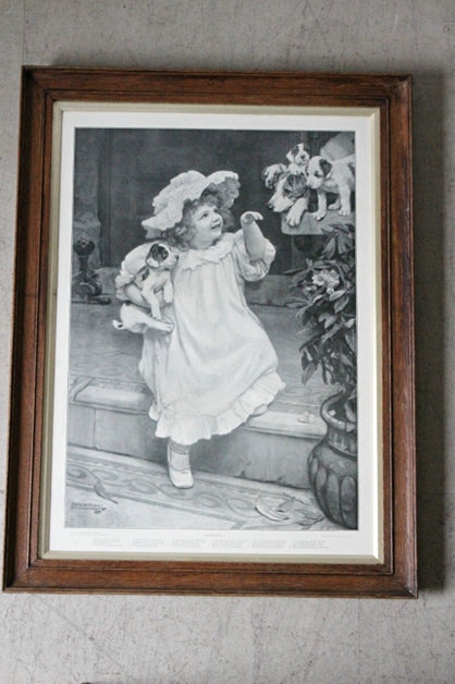 可愛い女の子と犬のヴィクトリアンフレーム（額縁） イギリス