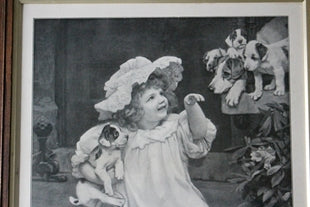 可愛い女の子と犬のヴィクトリアンフレーム（額縁） イギリス