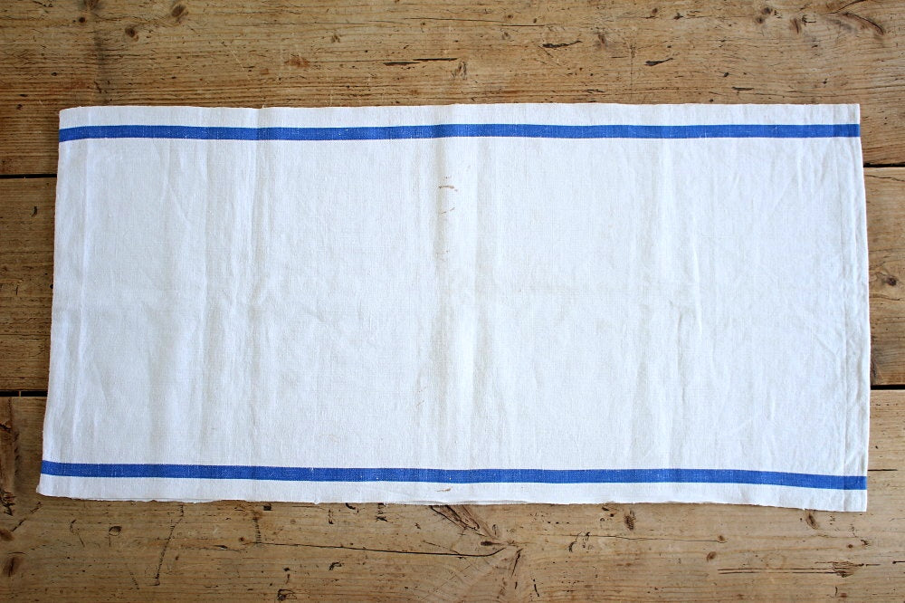 レアなブルーラインキッチンクロス（163x40cm） フランスアンティーク