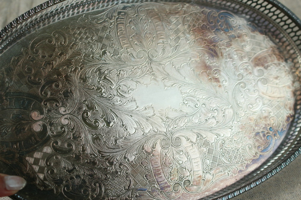 VINERS社シルバープレートトレイ（31.5x20cm） イギリスアンティーク