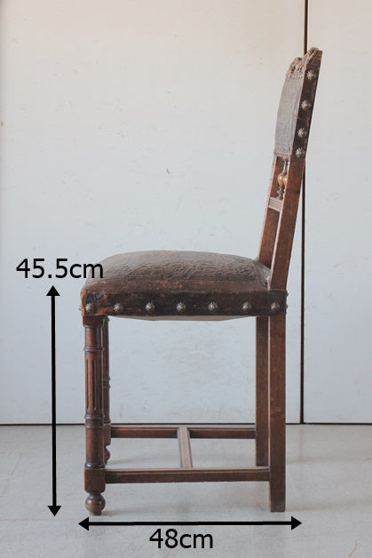 アンリ2世スタイルレザー（本革）チェア① フランスアンティーク