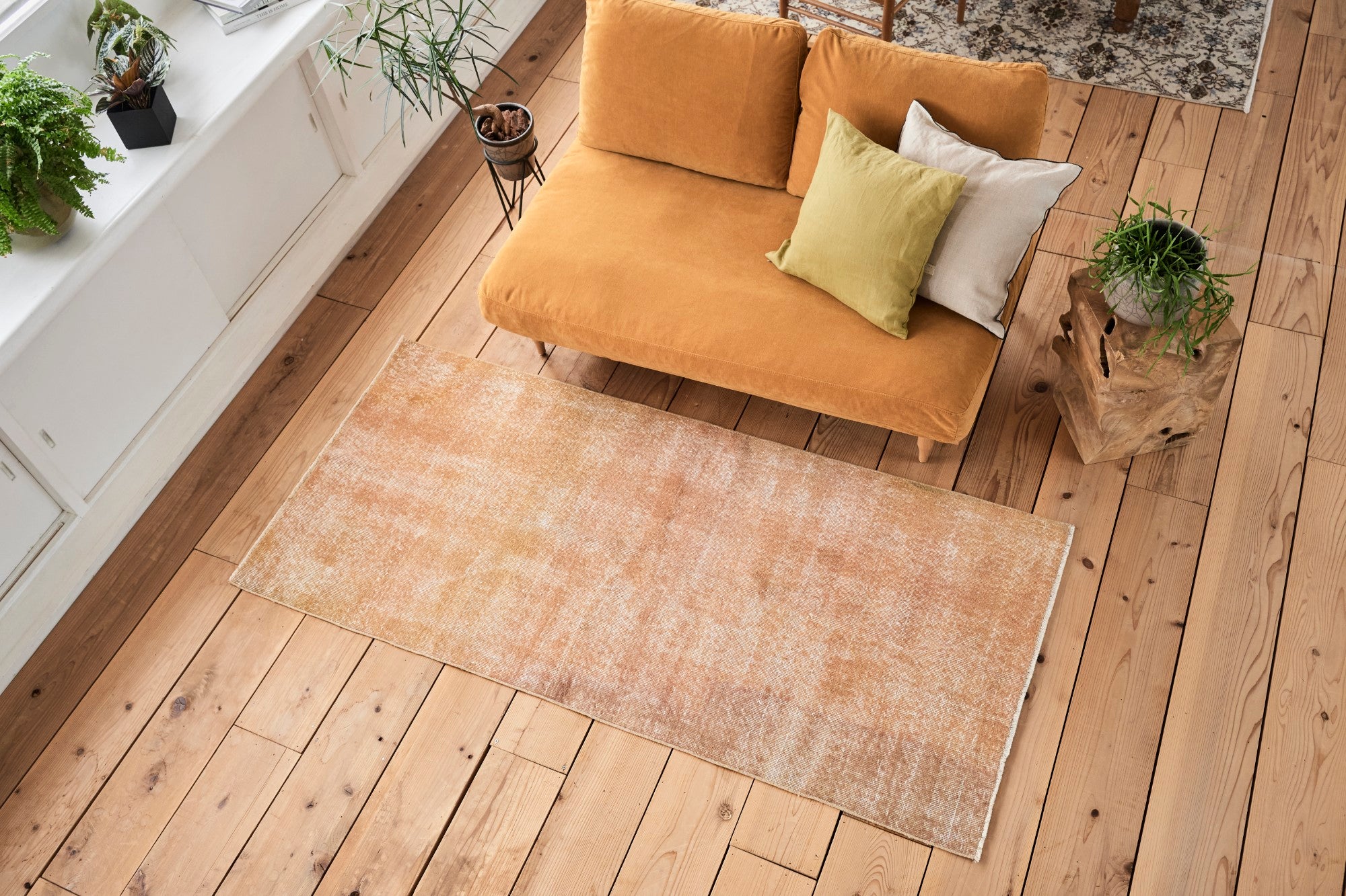 ヴィンテージラグ | トルコ・イスパルタ No.01 | 黄色 | 192×88 – tiflo