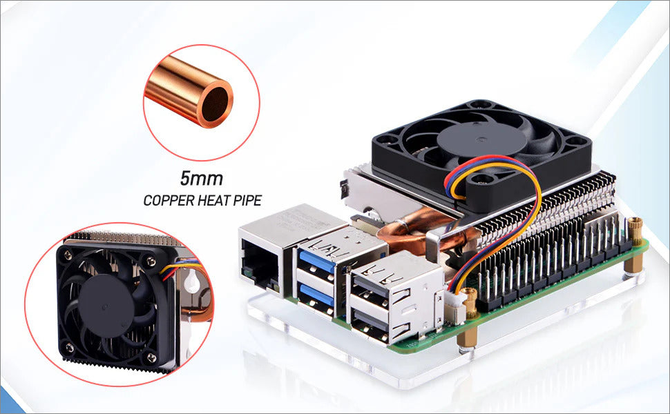 52Pi Ultra Thin ICE Tower Cooler for Raspberry Pi 5, Low profile