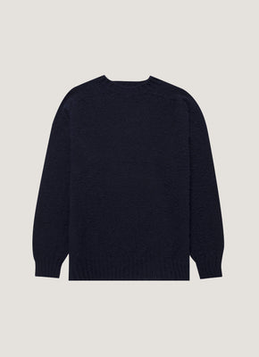 Men's Lambswool Knitted Polo Shirt in Dark Navy Mouline | Sunspel
