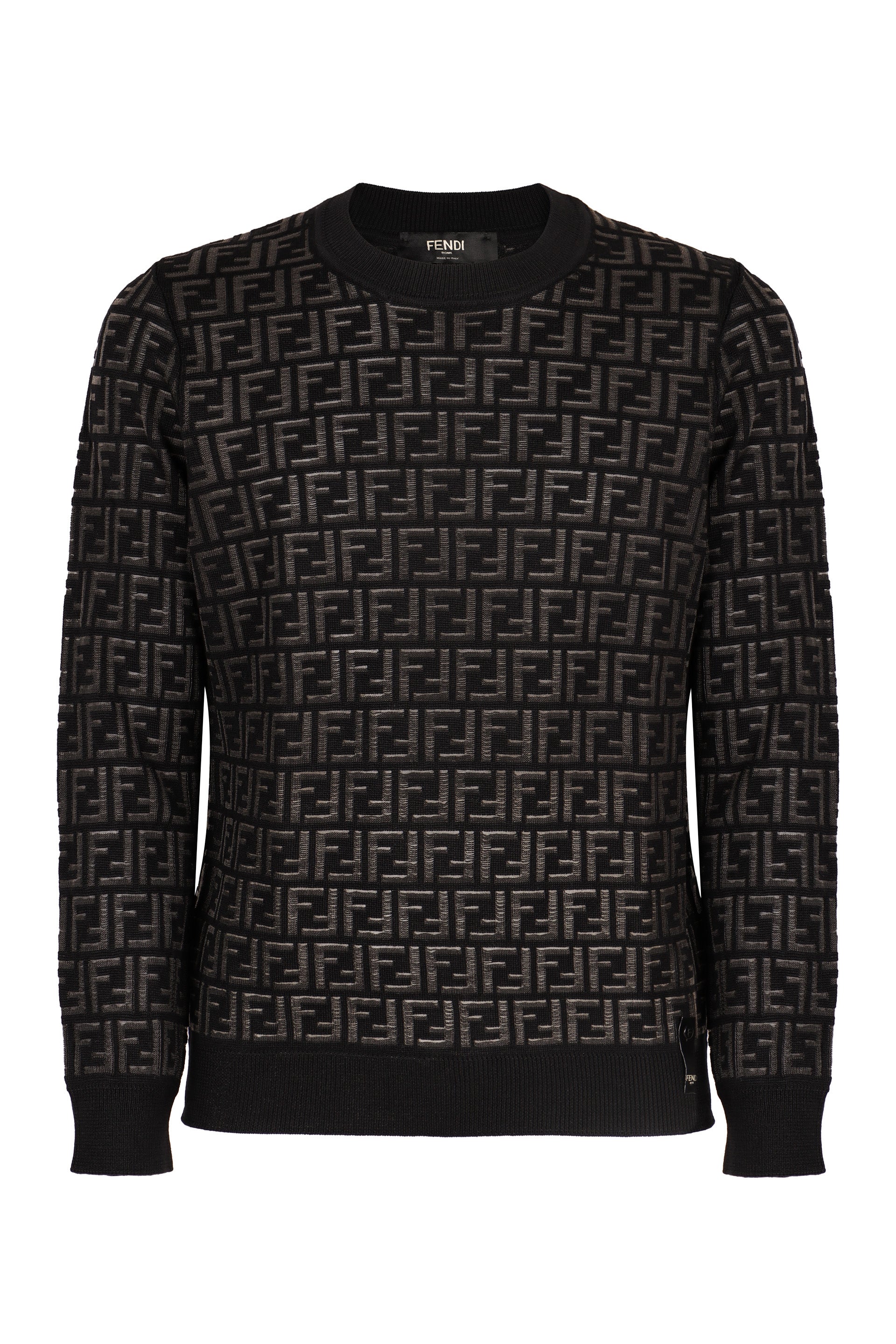 Fendi - Jacquard wool sweater black - The Corner