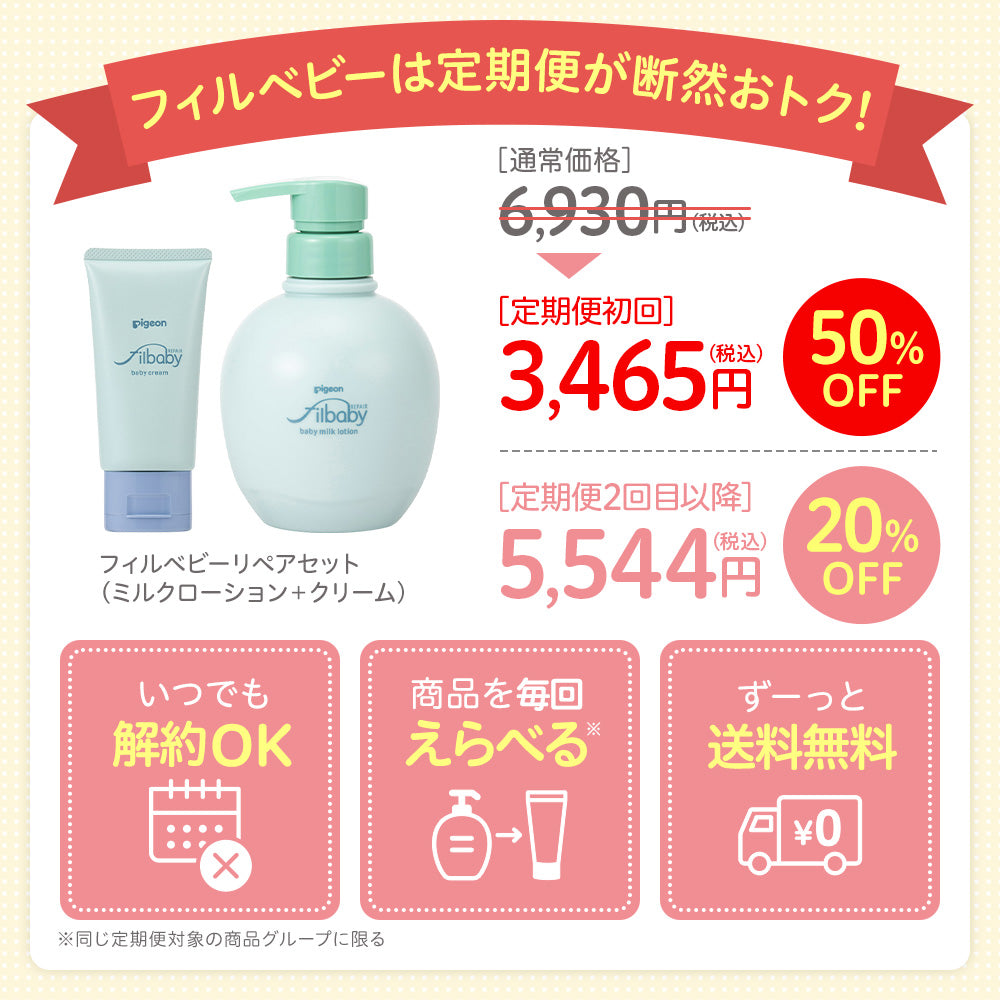 定期便・初回50％OFF＞フィルベビーリペアセット（ミルクローション＋