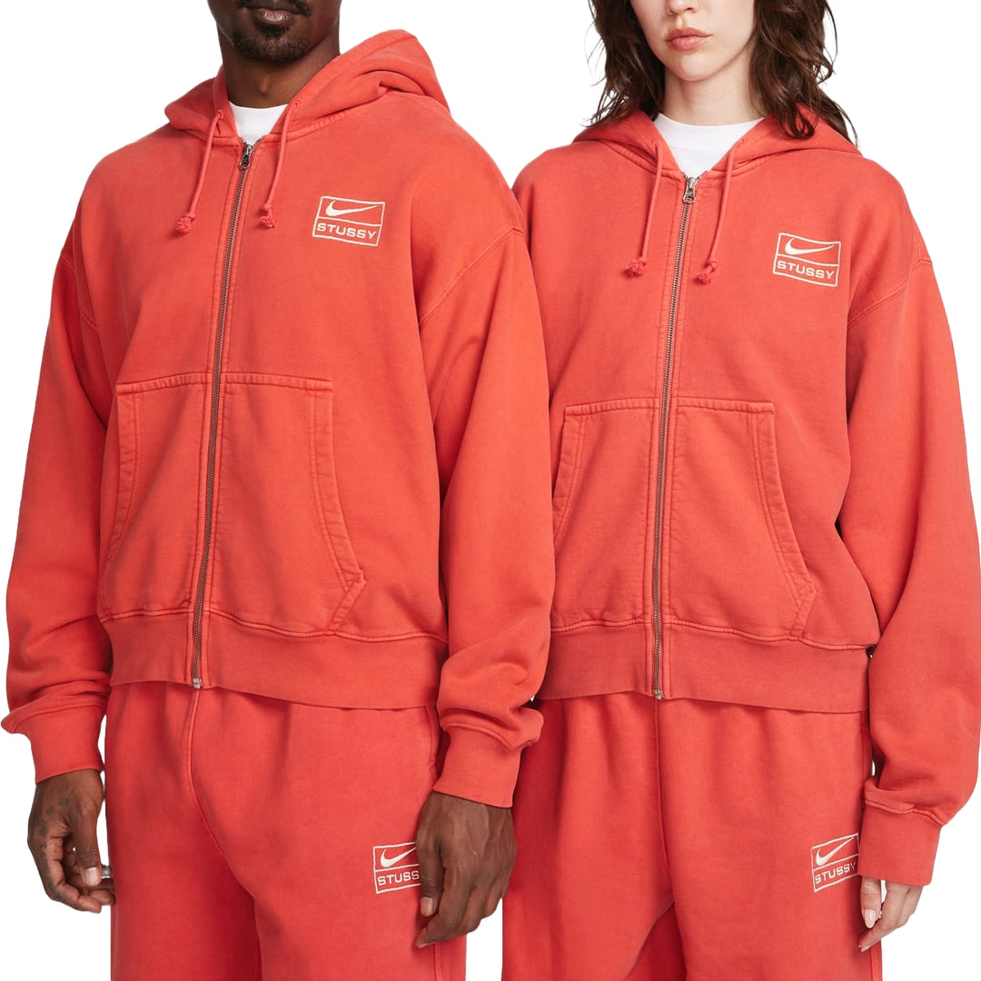 Nike x Stussy Pigment Dyed Fleece Zip Hoodie 'Habanero Red' FJ9161-642