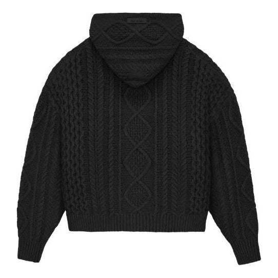 Fear of God Essentials FW23 Cable Knit Hoodie 'Jet Black' 192BT234390F
