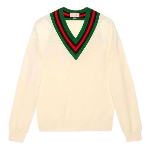 Gucci V-Neck Wool Knit Jumper 'White' 576802-XKAUK-9133