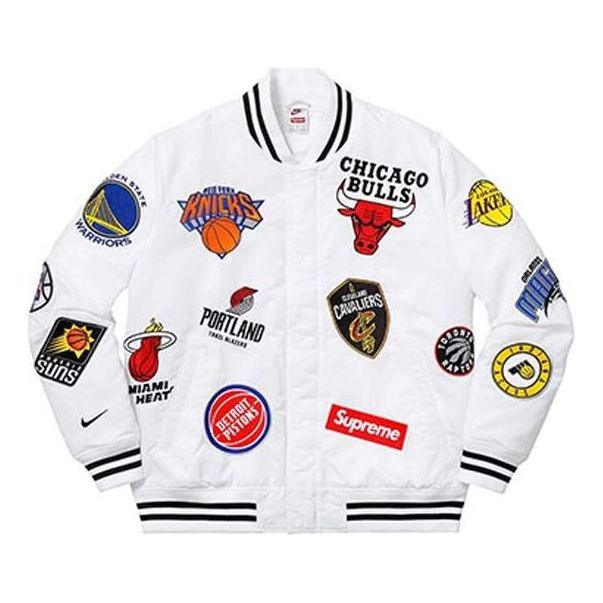 Supreme x Nike x NBA Teams Warm-Up Jacket 'White Multi-Color' SUP