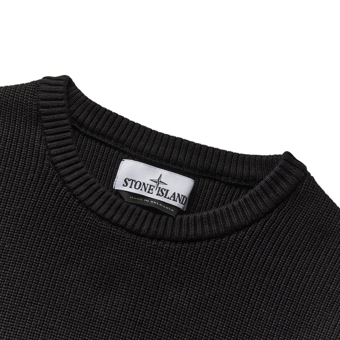 STONE ISLAND Logo Patch Chunky Knit Jumper 'Black' 7815507D8-V0029
