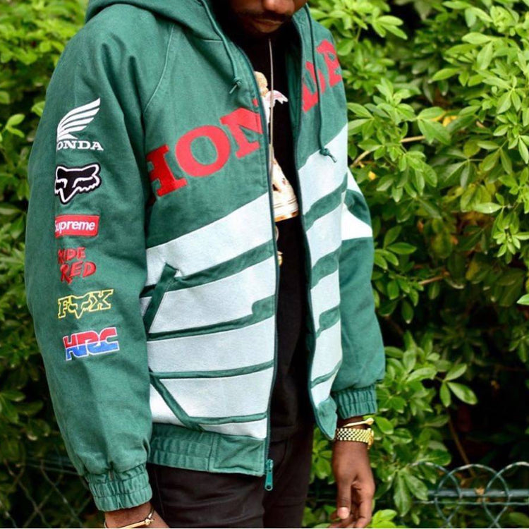 Supreme x Honda Fox Racing Puffy Zip Up Jacket 'Green' SUP-FW19-597