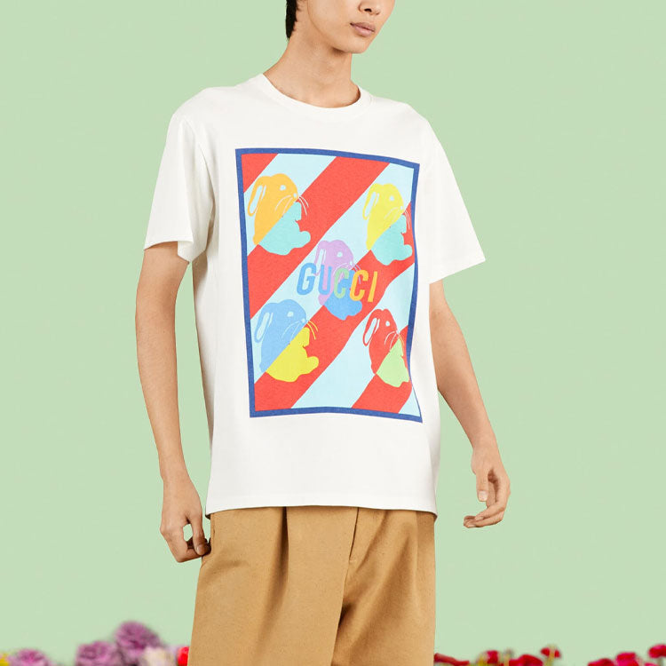Gucci Bunny Print Cotton Jersey T-Shirt 'White' 548334-XJE8A-9275