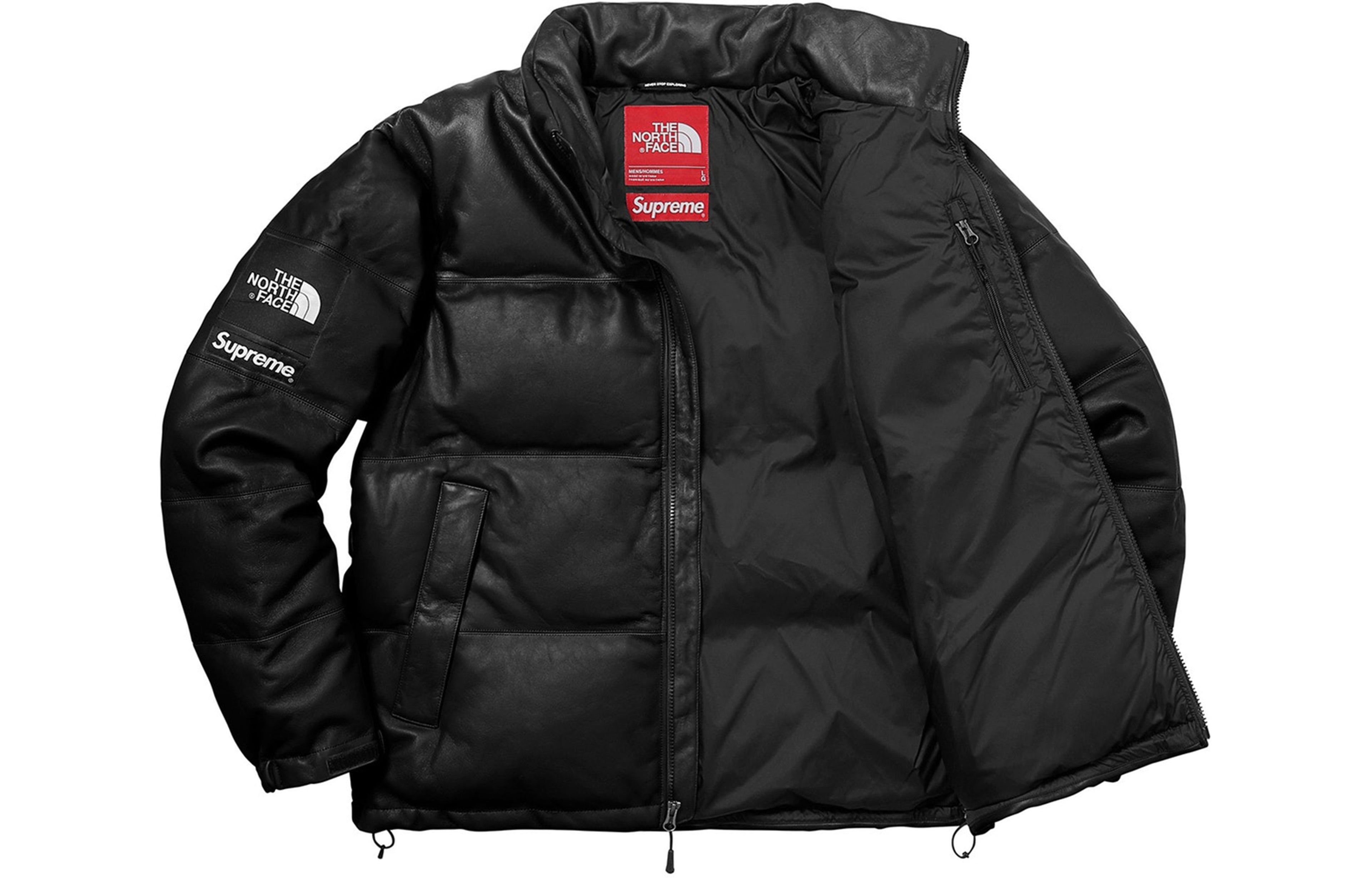 Supreme FW17 X The North Face Leather Nuptse Jacket 'Black' SUP