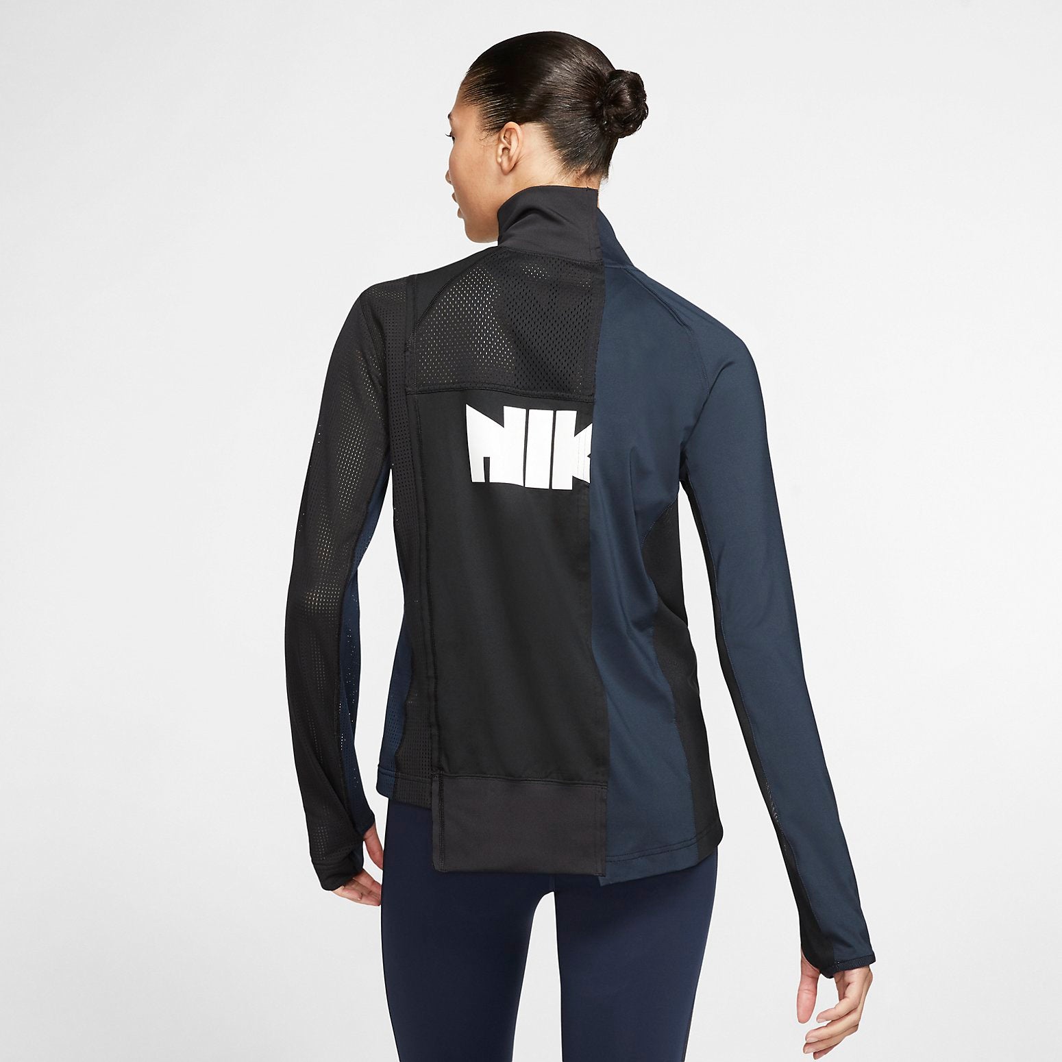 WMNS) Nike x sacai Half Zip Running Jacket 'Black Blue' CD6308-010