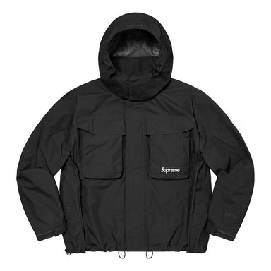Supreme Logo Piping Hooded Track Jacket 'Black White' SUP-FW23-065
