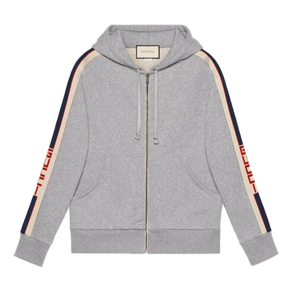Gucci Stripe Webbing Zipper autumn Hoodies 'Gray' 497250X9I971295