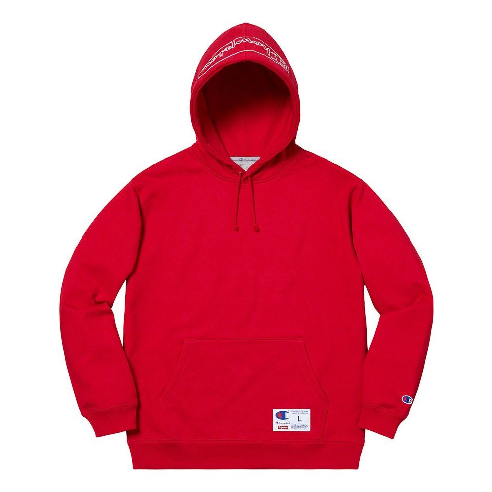 Supreme x Champion SS19 Outline Hooded Sweatshirt Dark Red SUP