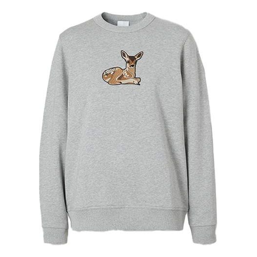 WMNS) Burberry Deer Pattern Cotton Loose Swea Grey 80321171
