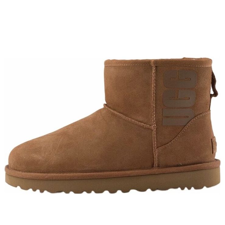 WMNS) UGG Classic Mini UGG Rubber Logo 'Chestnut' 1108231-CHE
