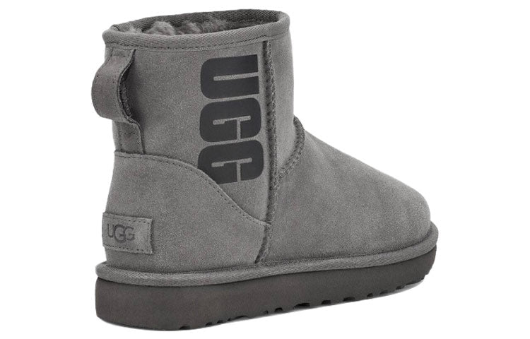 WMNS) UGG Classic Mini UGG Rubber Logo 'Grey' 1108231-GREY