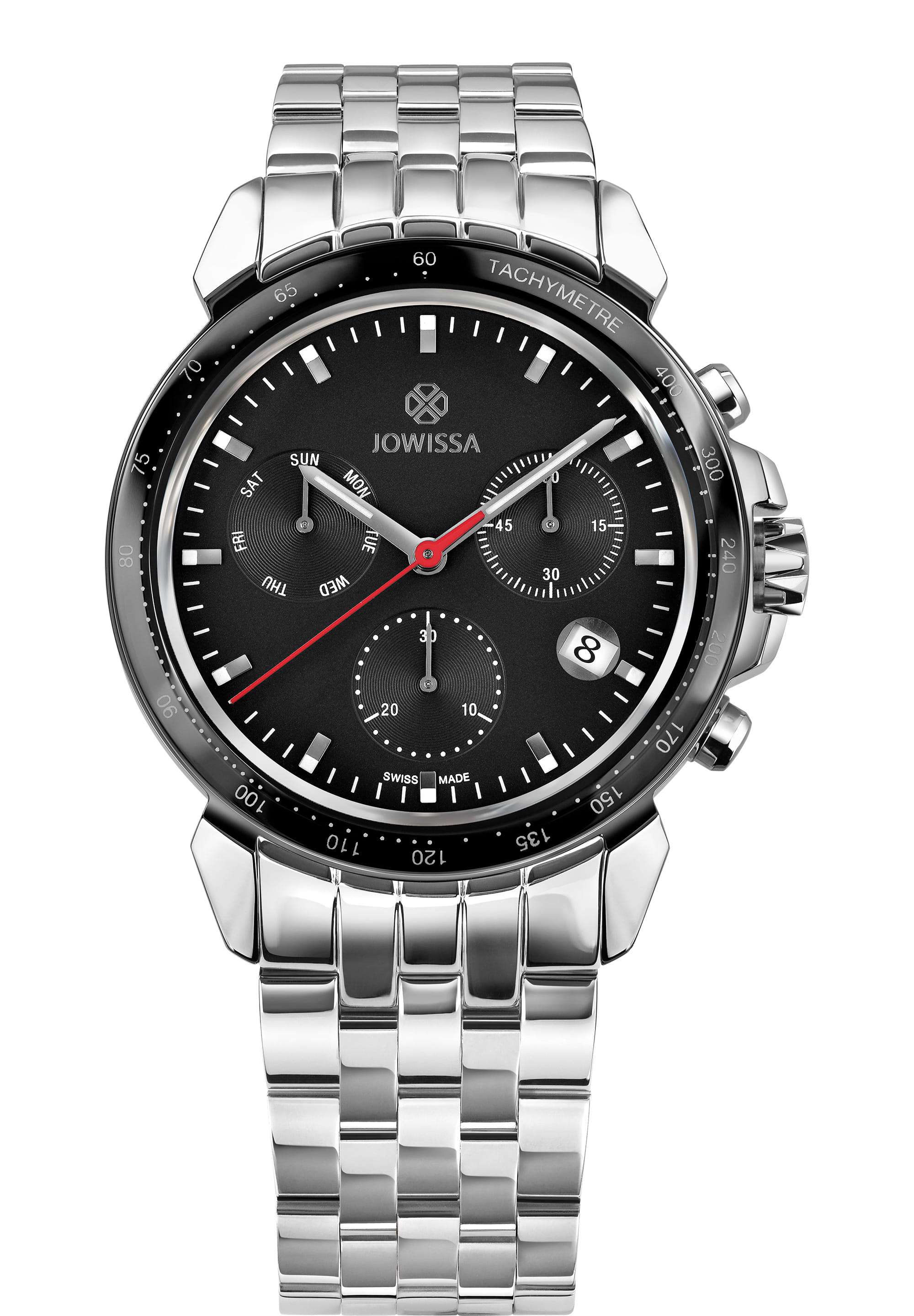 LeWy 9 42mm Chronograph Watch Black Sapphire Face Tachymeter