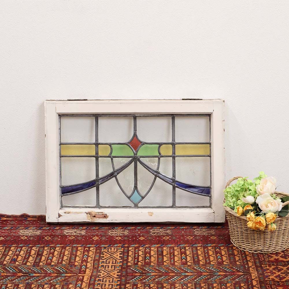 色使いが魅力の英国アンティークステンドグラス（アンティーク枠