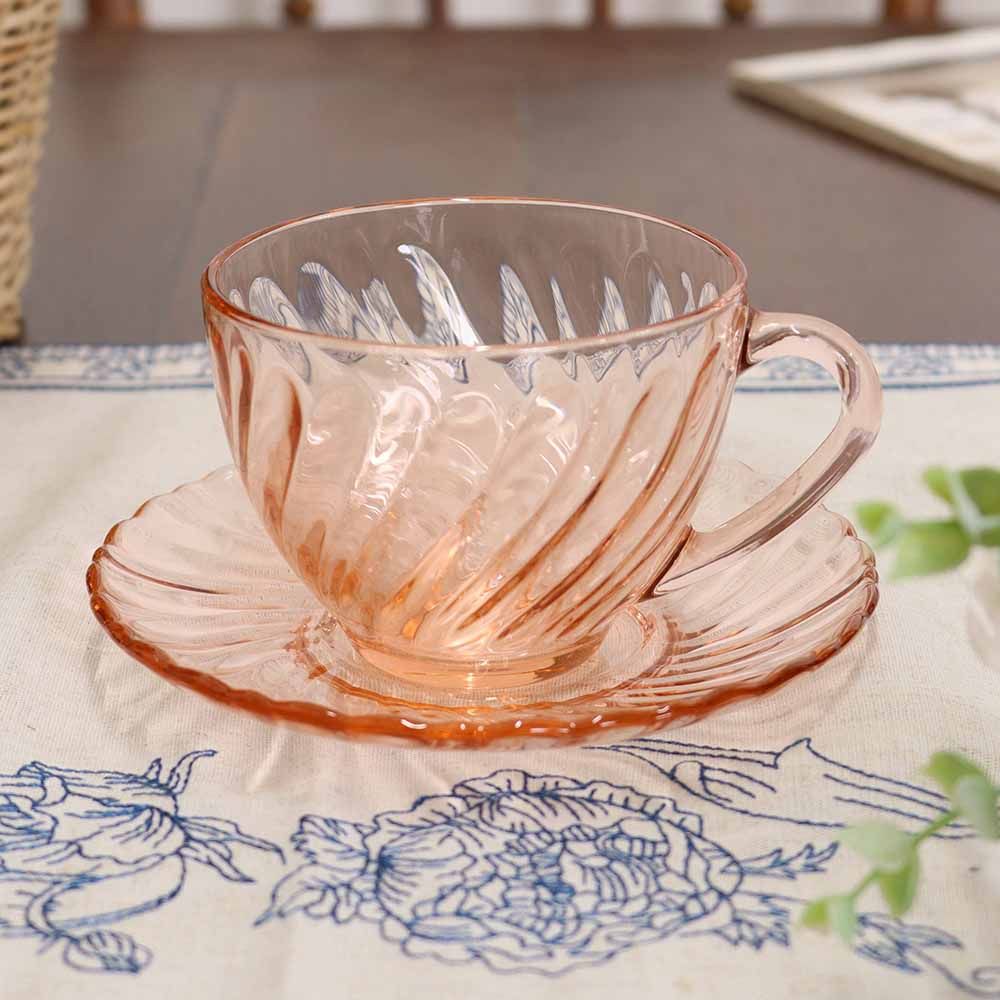 ロマンティックなArcoroc♪ ガラスカップ&ソーサー VC113-303026