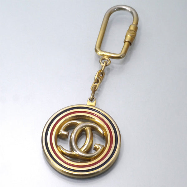 OLD Gucci GGロゴ×シェリープレートキーホルダー（ゴールド