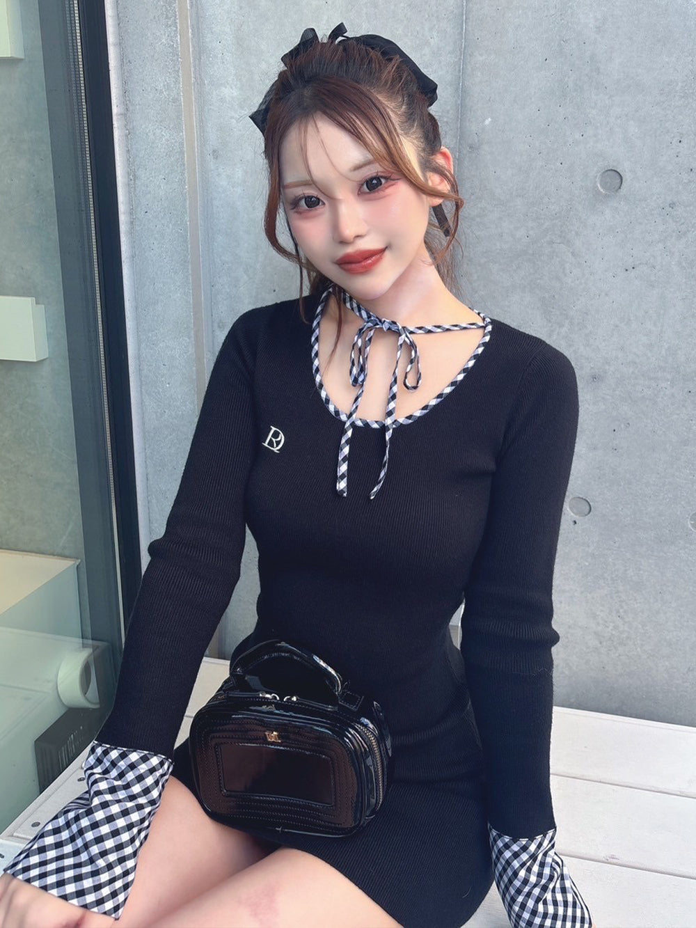 チェックリボンニットミニワンピース – Darich (ダーリッチ)