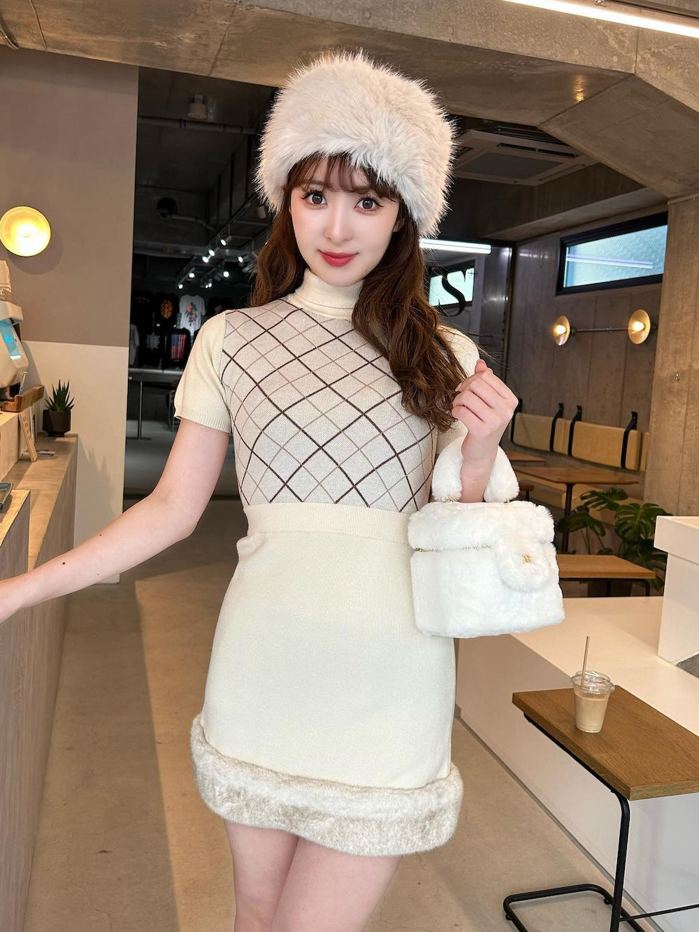 チェックファーニットミニワンピース – Darich (ダーリッチ)