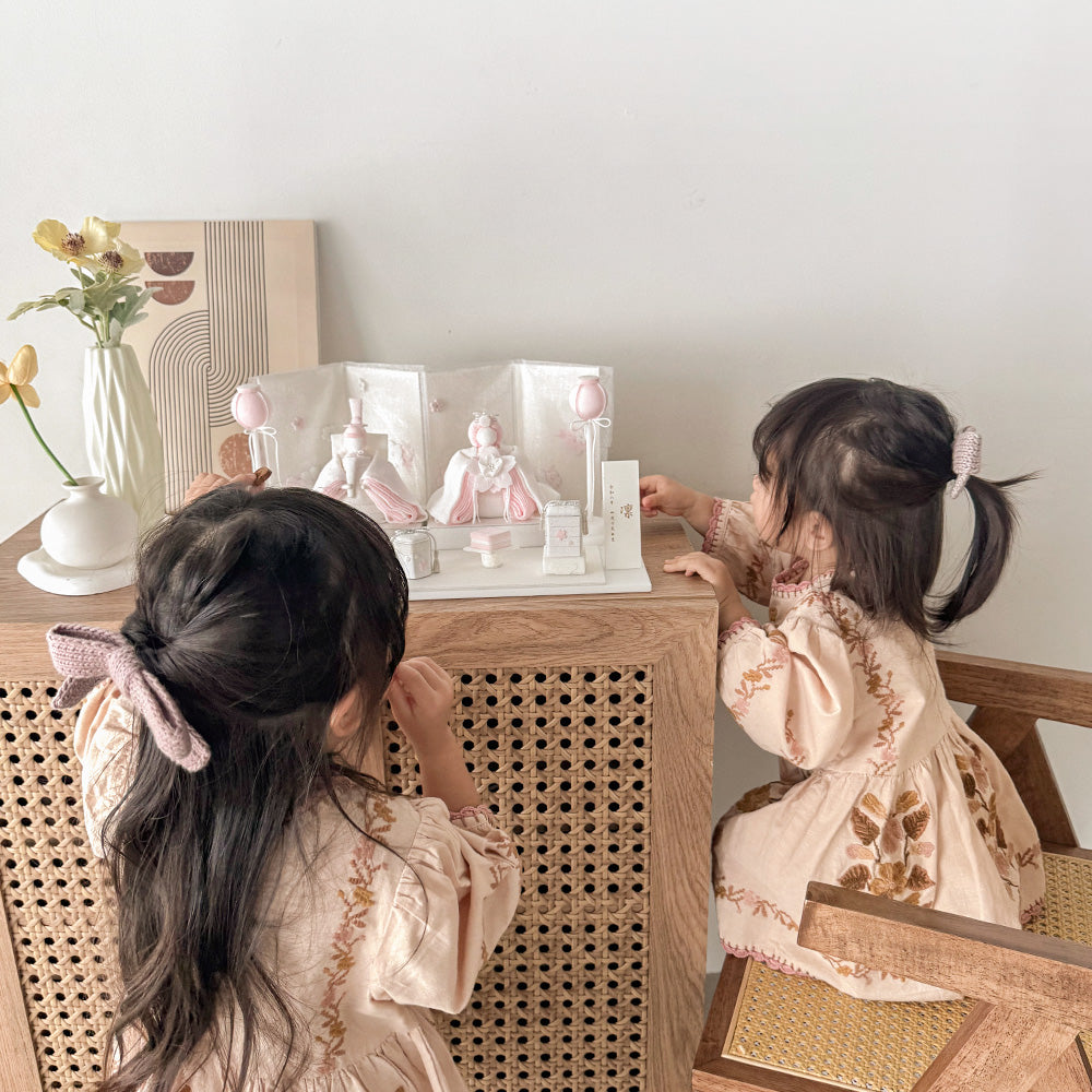 187/雛人形 つまみ細工 淡桃カラー 木箱入り 187様専用/雛人形 つまみ