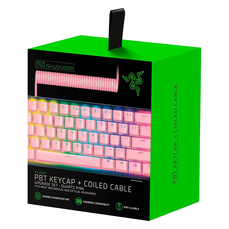 Razer PBT Keycap + Coiled Cable Upgrade Set (Quartz Pink) ピービー