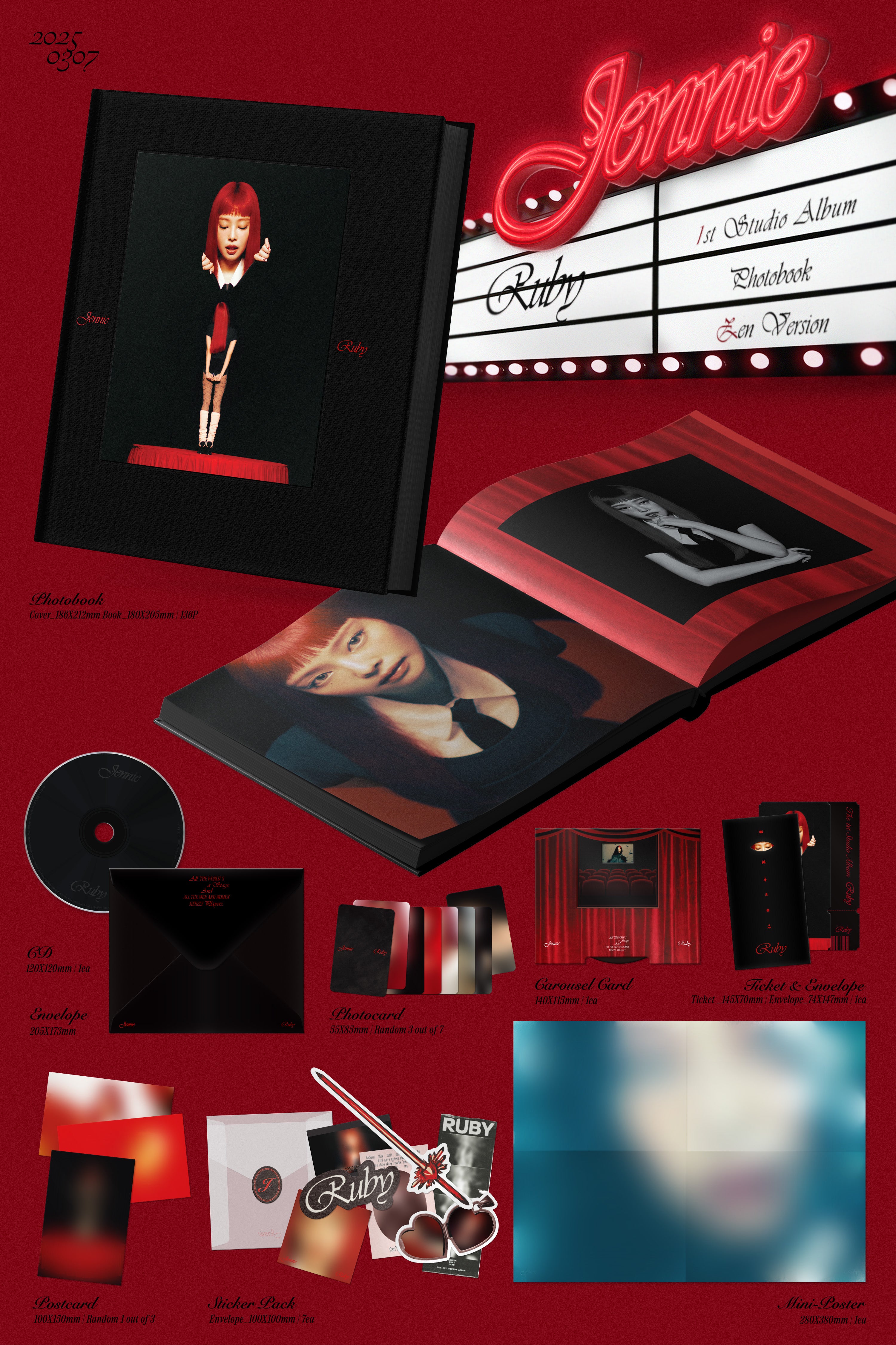 セット] JENNIE The 1st Studio Album [Ruby] (Photobook – Zen