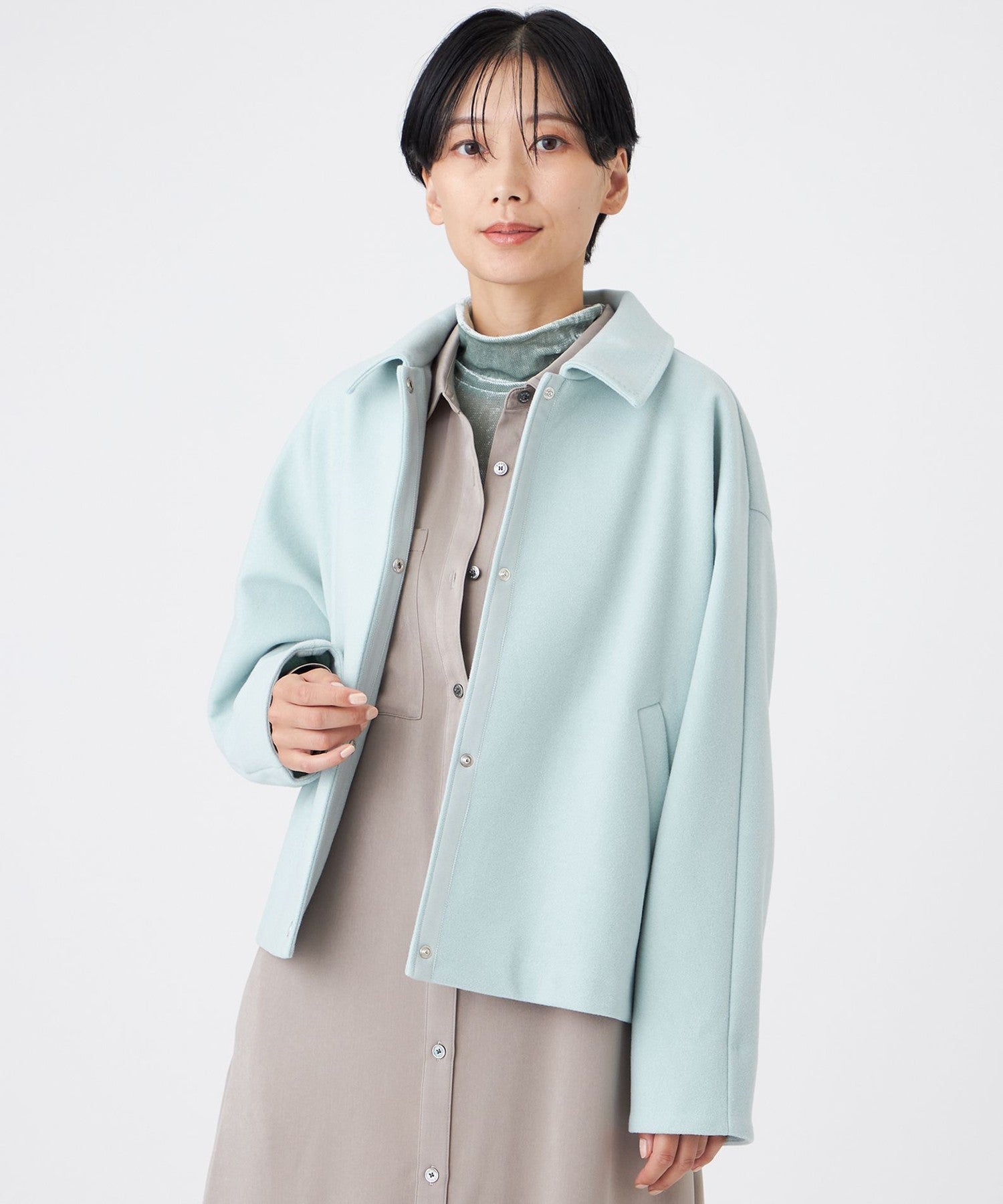 カタログ掲載】【ウォッシャブル】ウールライクジャージ―ブルゾン