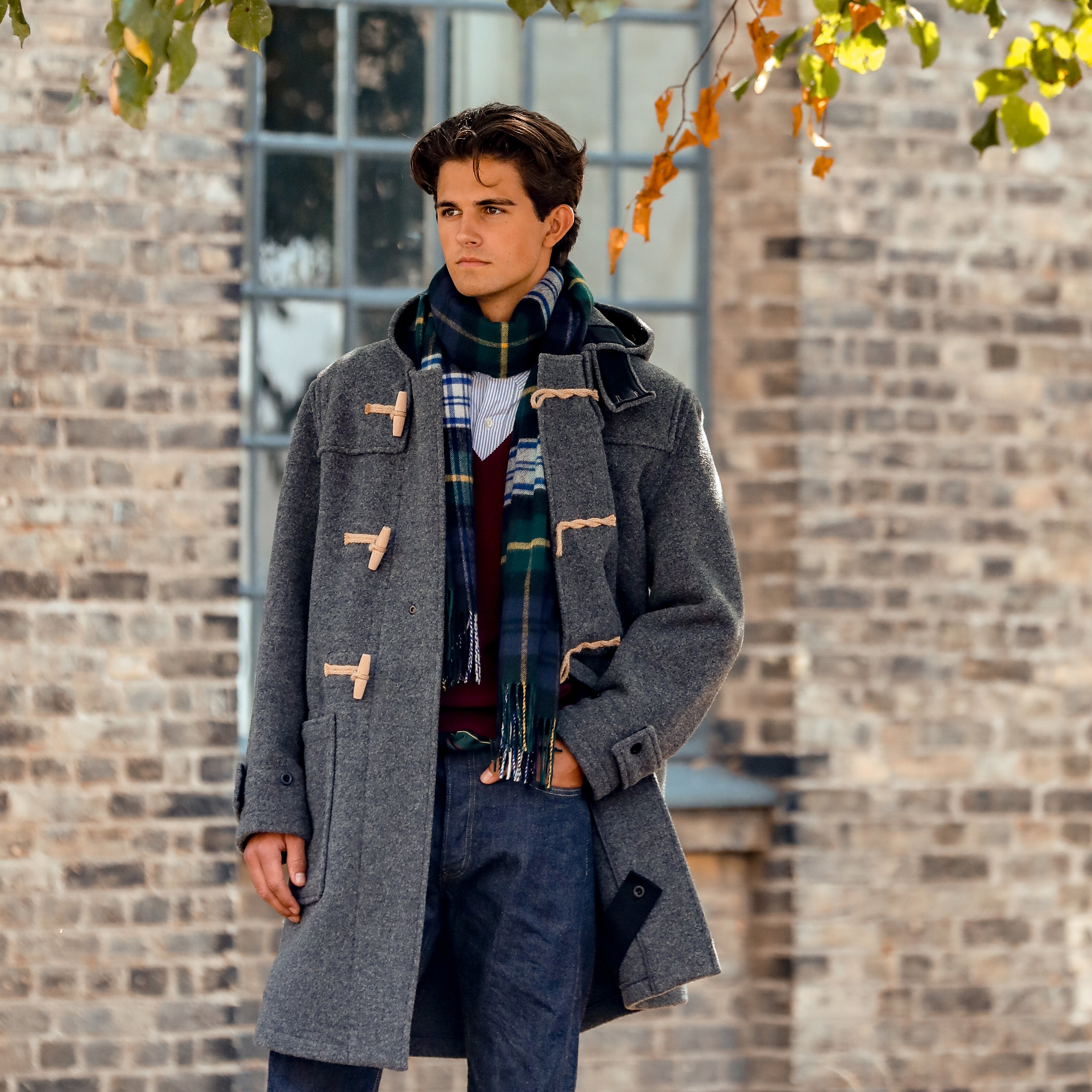 Gloverall | Grey Melange Wool Monty Duffle Coat | Fine Menswear