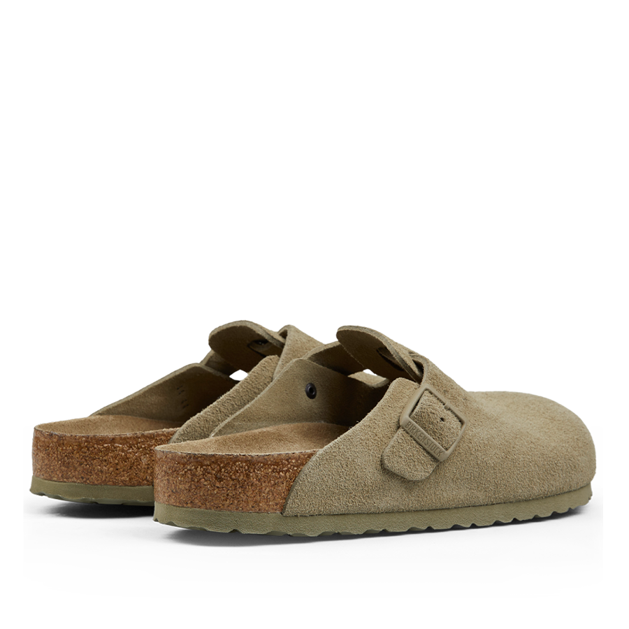 Birkenstock | Faded Khaki Suede Leather Boston Slippers | Fine