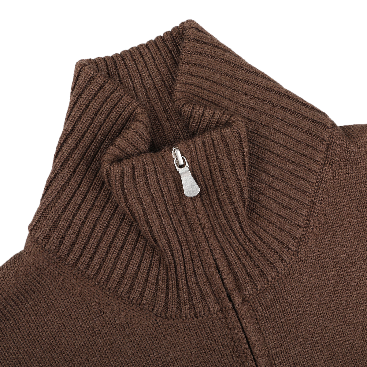 Gran Sasso | Brown Heavy Merino Wool Full Zip Cardigan | Fine