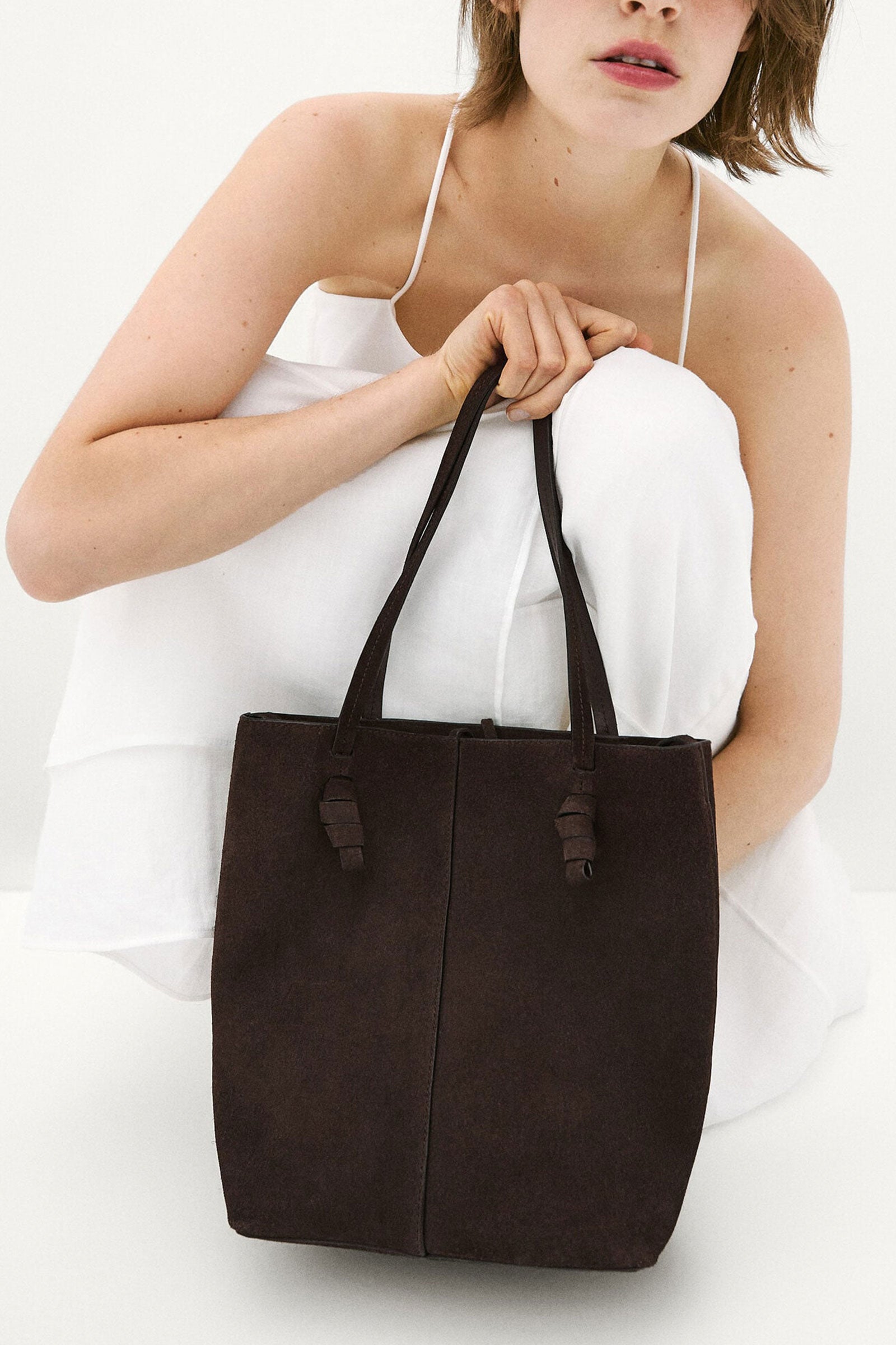 Massimo Dutti Split Leather Bag with Knots | Wardrobe Icons