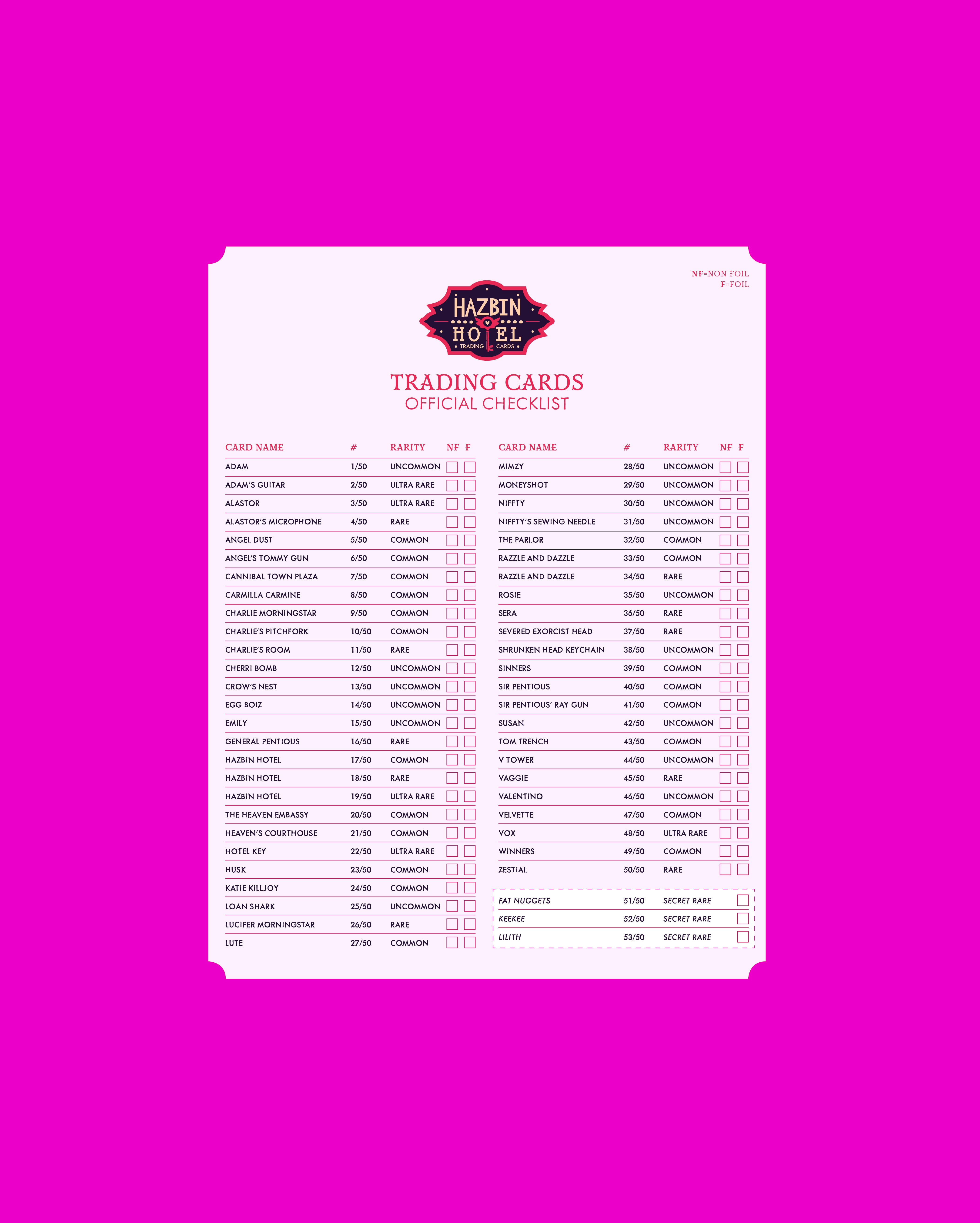 Hazbin Hotel Trading Cards Official Checklist | Hazbin Hotel