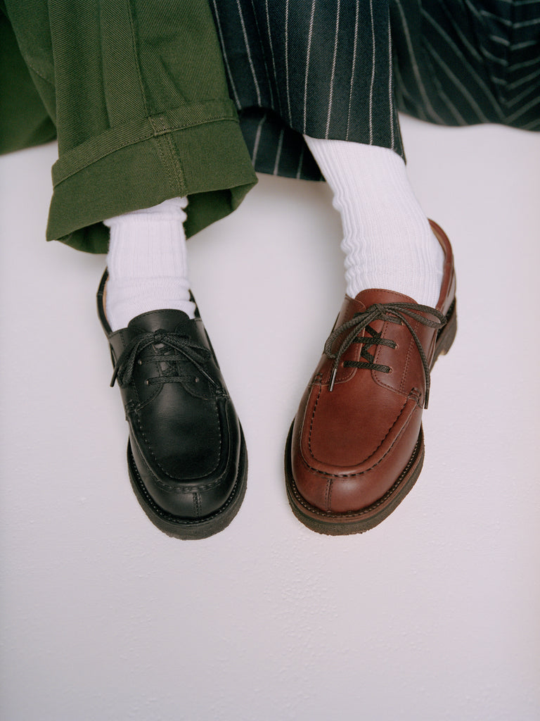 A limited collection of leather shoes, for which Miyuki Arihara