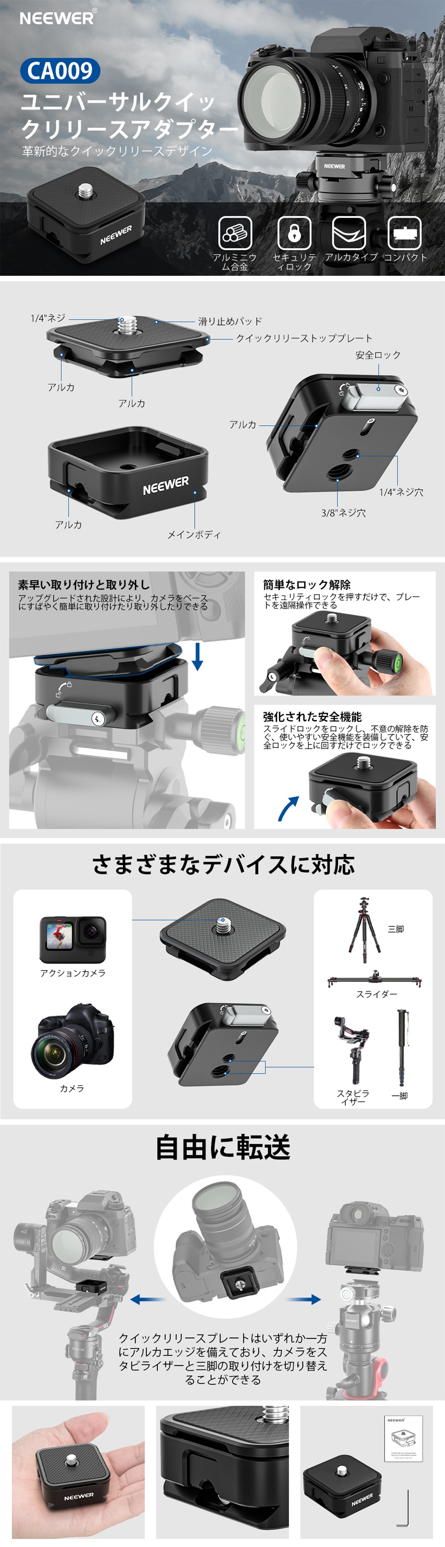 NEEWER CA009 クイックリリースプレートキット – NEEWER.JP