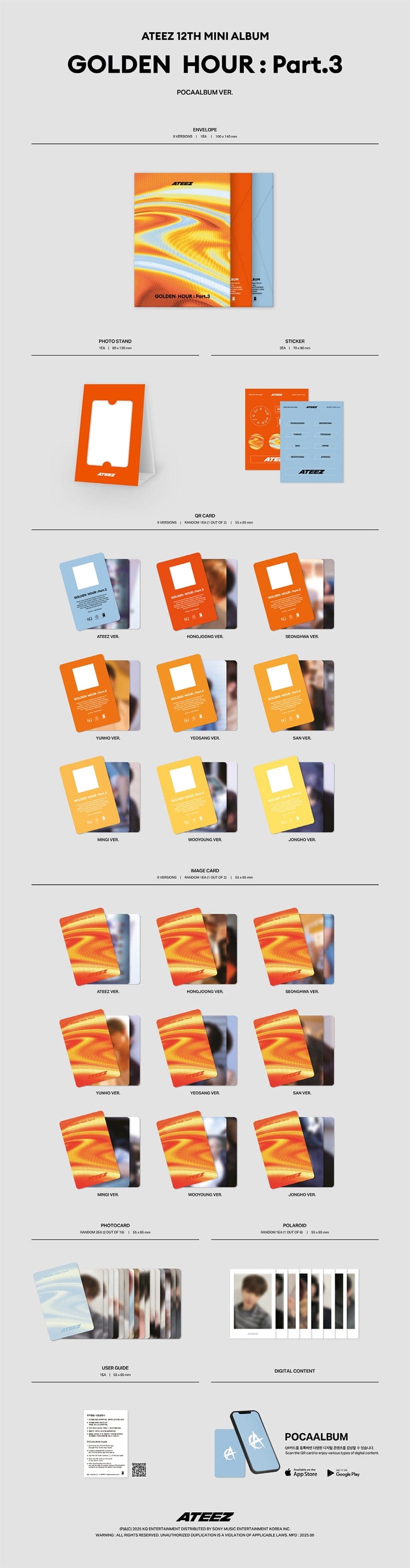 ATEEZ - 12st ミニアルバム [GOLDEN HOUR : PART.3] POCA