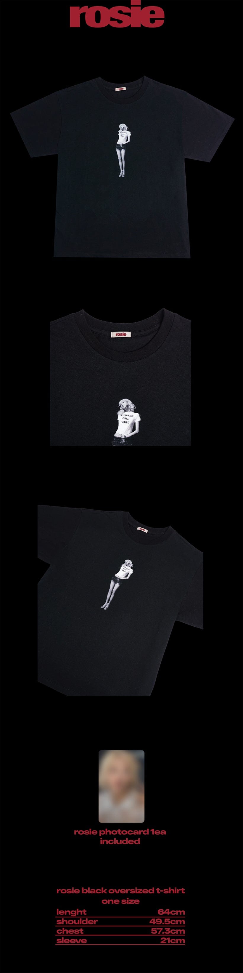 ROSÉ [ROSIE] ROSIE BLACK T-SHIRT