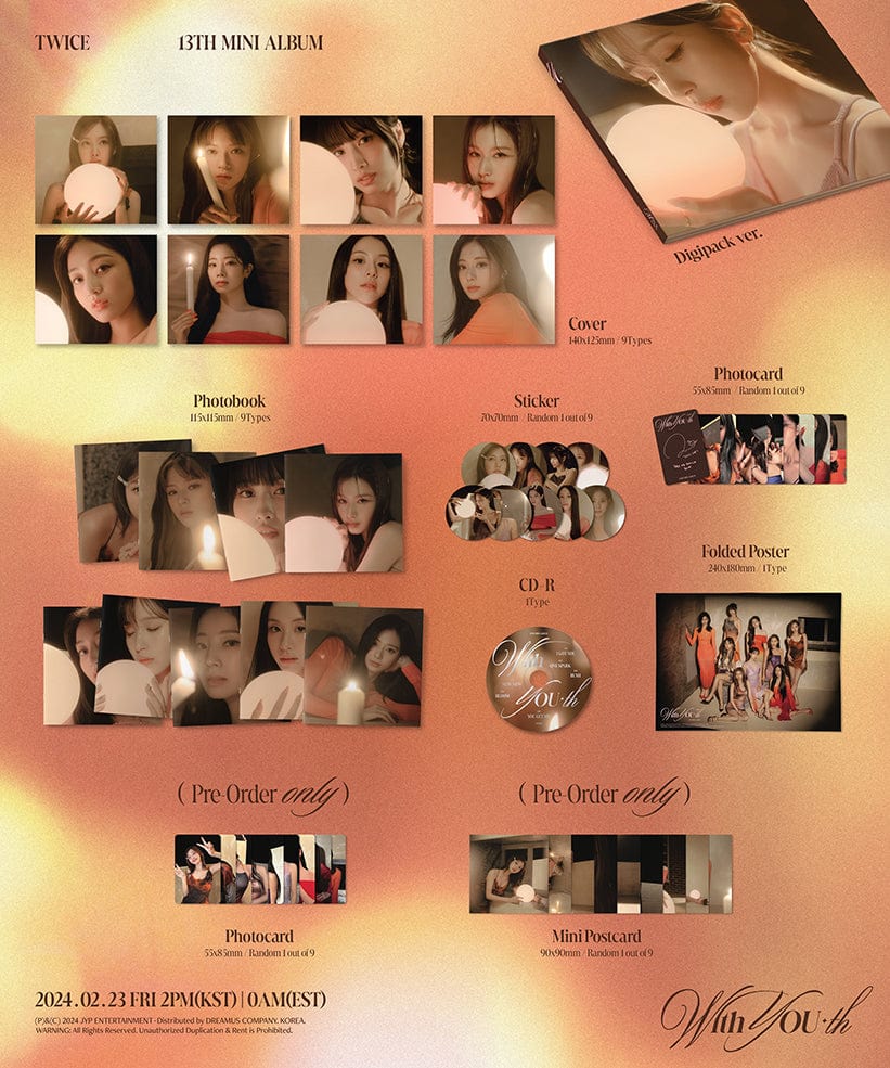 特典付き】 TWICE - 13th ミニアルバム [With YOU-th] Digipack ランダム