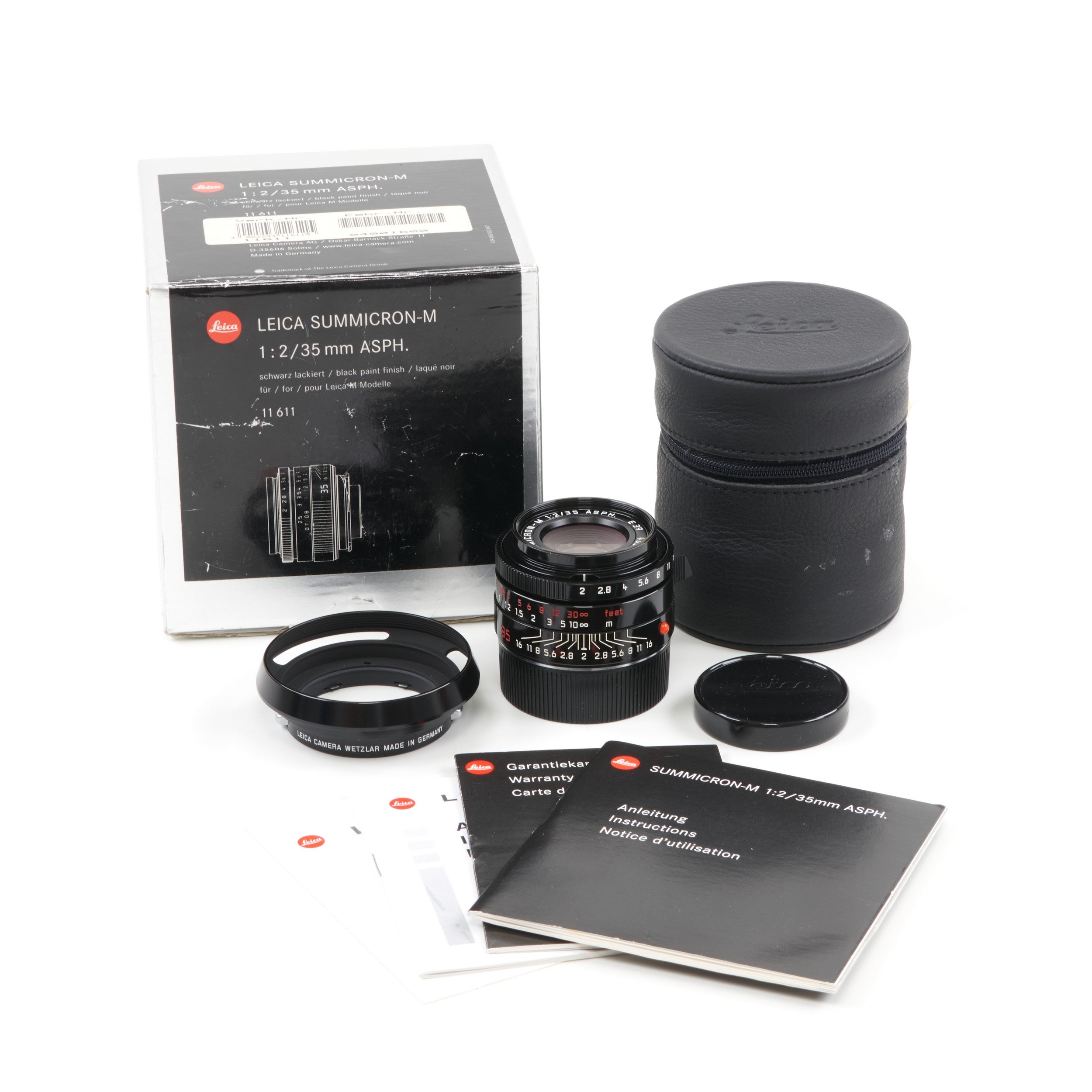 LEICA 35MM F2 SUMMICRON-M ASPH MILLENNIUM BLACK PAINT + BOX 11611