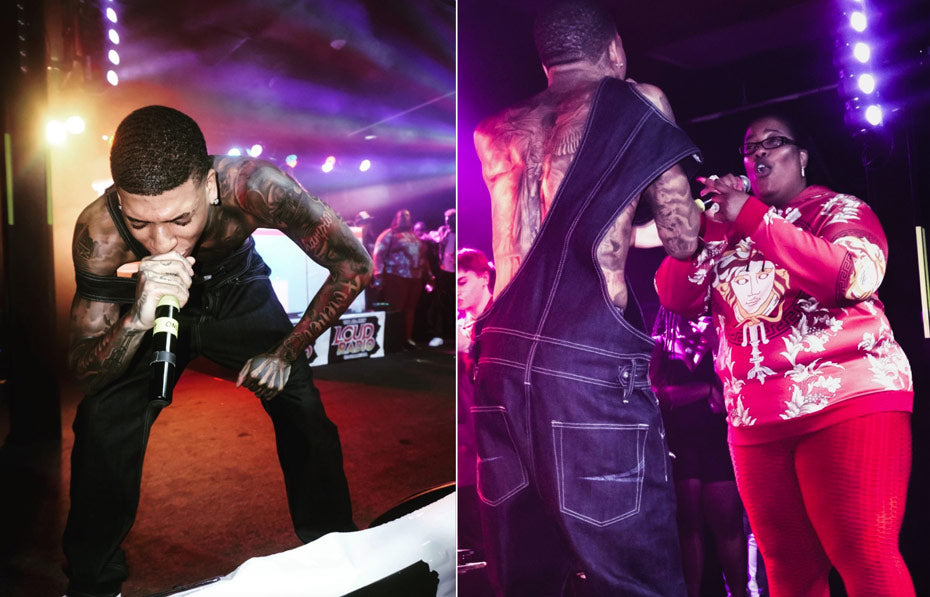 NLE Choppa Rocks 90s Fashion Iconic Denim Overalls | Maurice Malone®