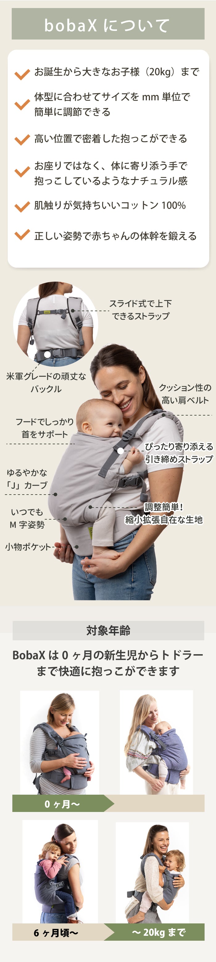 ボバエックス boba x（ヘミスフィア） 抱っこ紐 新生児 から長く使える