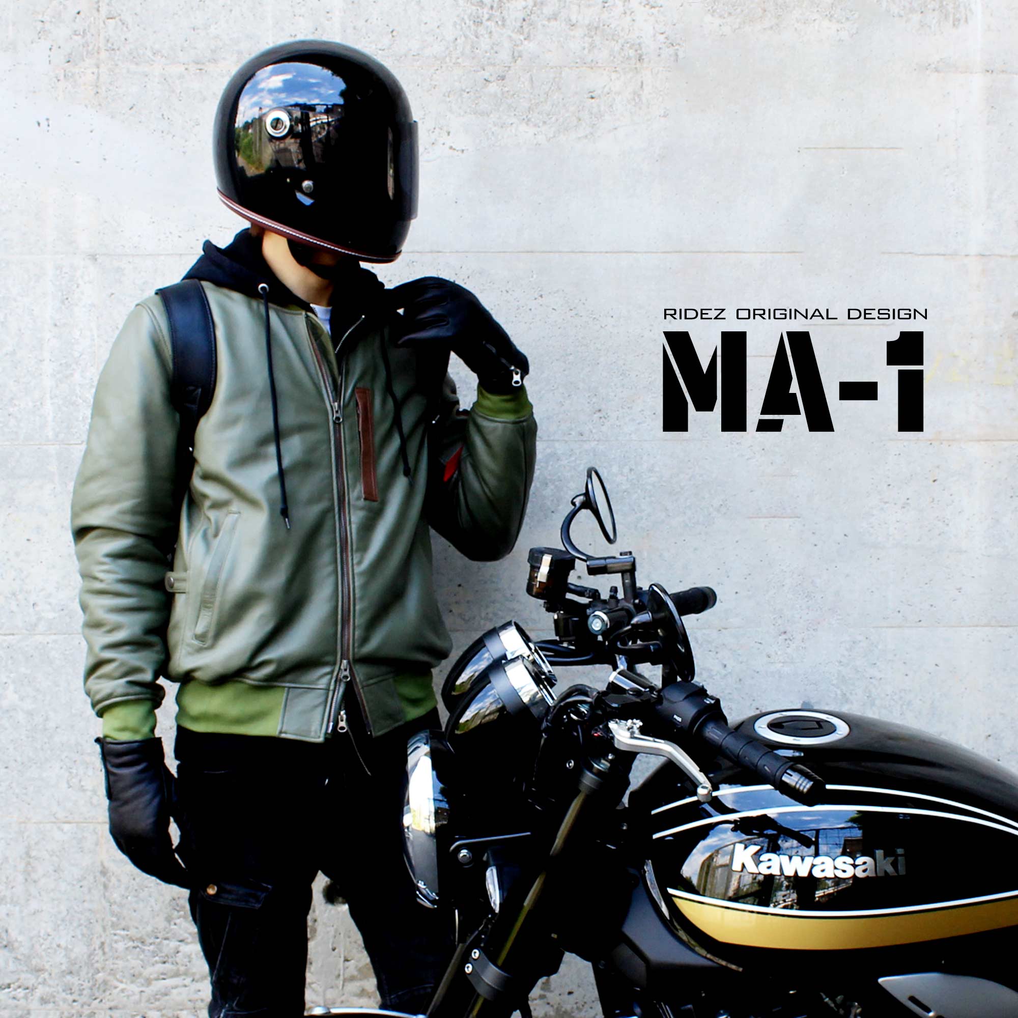 RIDEZ's sheep leather MA-1 jacket. The original MA-1 has been